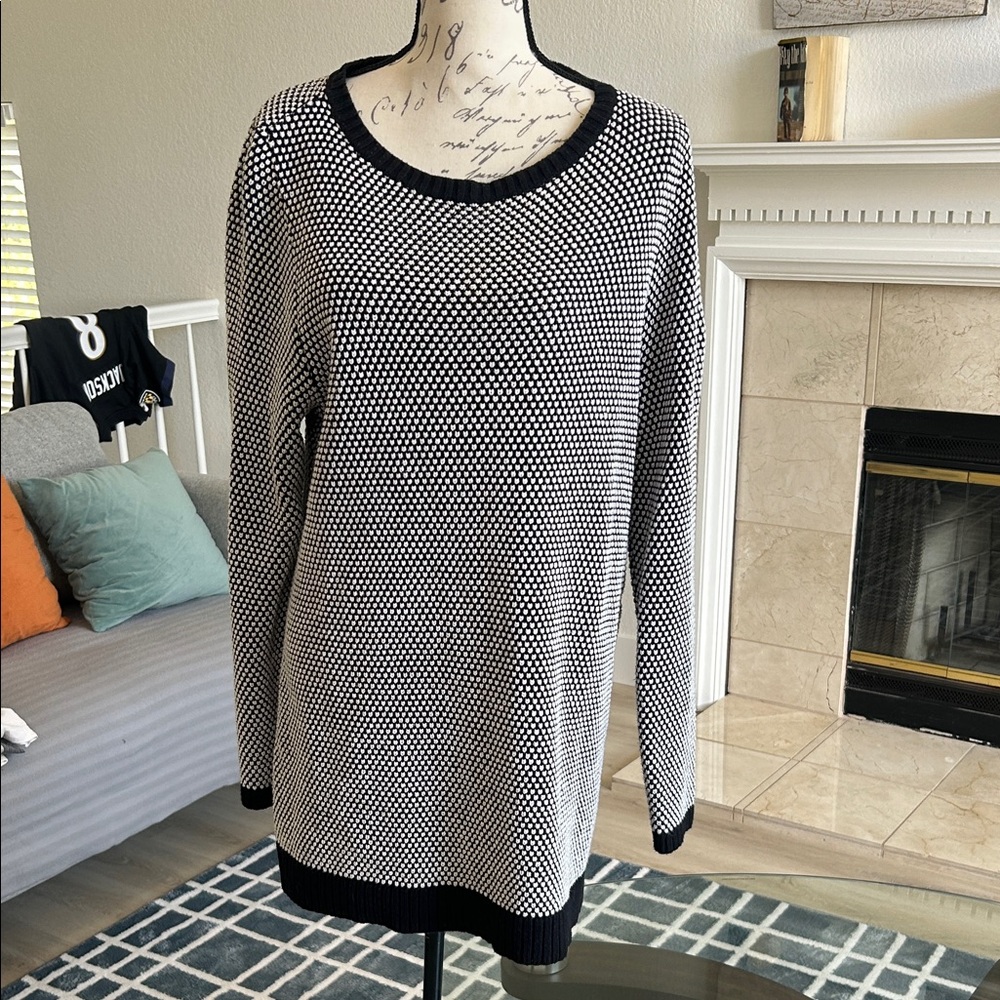 Charter Club Black and White Crew Neck Sweater